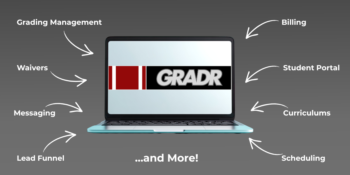 GRADR BJJ gym management software — billing, grading, scheduling, curriculum, and more